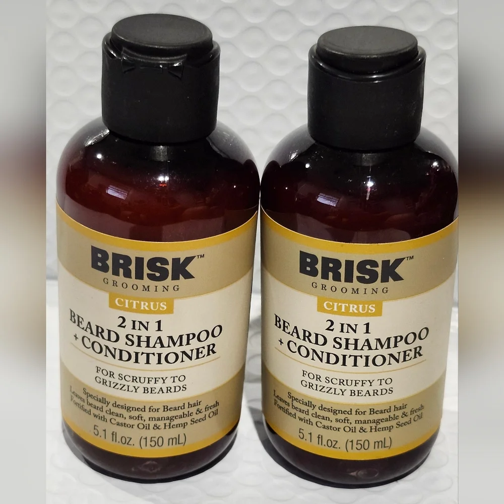2 Brisk Grooming Citrus 2-in-1 Beard Shampoo + Conditioner